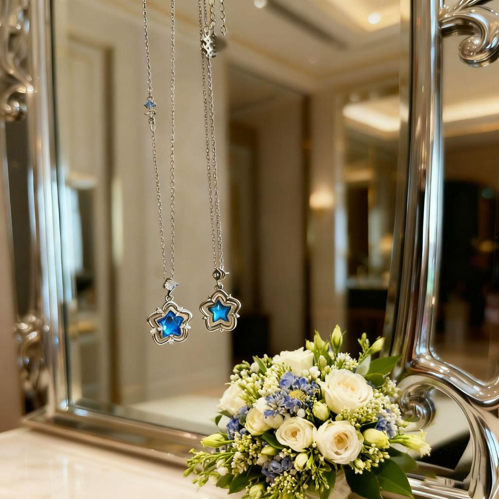 2025 Elegant Ocean Heart Necklace: Luxurious, Versatile Design, Perfect Gift for Girlfriend or Friend, Exquisite Collarbone Chain.