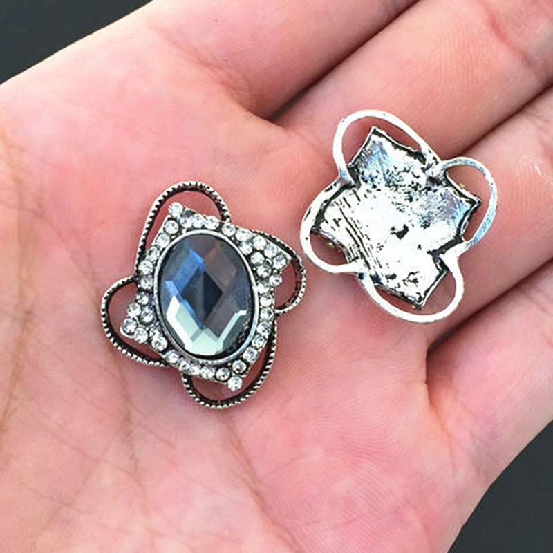 Engood 50Pcs Retro Drop Oval Rhinestone Buckles Sewing Trim & Embellishments Craft Button Wedding DIY Hair Accessories