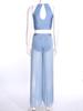 Womens Lyrical Dance Performance Outfit Sequin Hollow-out Tank Crop Top+Built-in Briefs Mesh Pants Modern Contemporary Dancewear