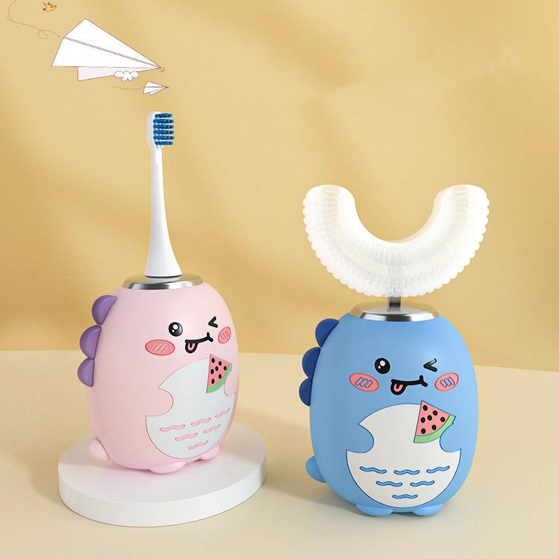 Cartoon Dinosaur U Shape Kids Electric Toothbrush For Ages 3 To 12 With Toothpaste Rechargeable Waterproof Sonic Power Battery