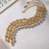 Qiong Yao Six-Petal Flower Zirconia Bracelet: 18K Gold-Plated Stainless Steel, Heavy Design for Women
