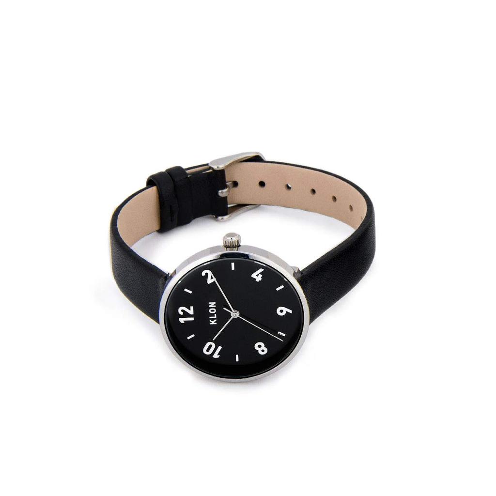 Zegarek na rękę Czarny Popularna Marka Wodoodporny Skóra Czarny Prezent KLON PASS TIME DARING EVEN 33mm Męski Damski [CZARNA POWIERZCHNIA]