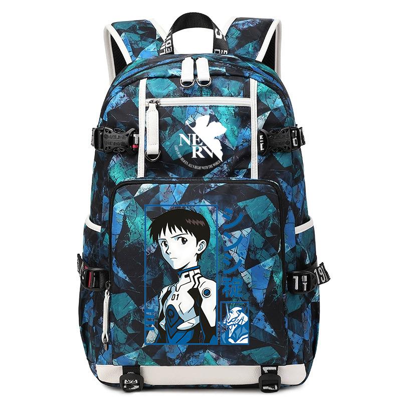 Sac à dos étudiant imprimé anime Evangelion Grande capacité Sac à dos décontracté pour garçons filles École Voyage