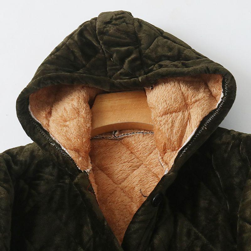 Long Length Cotton-Padded Coat Winter New Women's Clothing Hooded Collar Long Sleeves Single-Breasted Pocket Embroider Velvet Cotton Clothes 27217