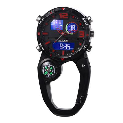 Karabinerhaken 3ATM Wasser Tag des Sports Outdoor Zubehör Tag Geschenk für Freund Uhr, Analog-Digital-Anzeige, Uhr, Widerstand, Multifunktion