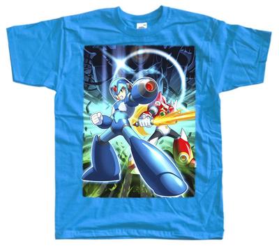 ROCKMAN MEGAMAN POSTER NES T-shirt BLU tutte le taglie S - 5XL