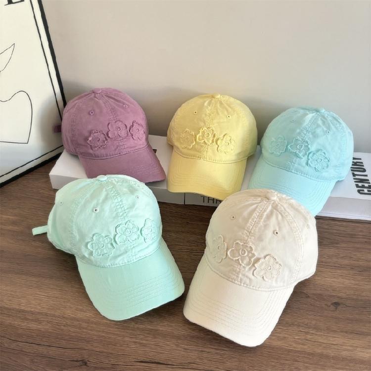 Breathable Floral Embroidered Baseball Cap Sun Protective Lightweight Outdoor Activity Headgear for Women Girls
