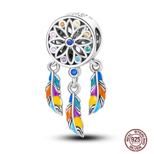 Charms FitFashion 925 Silver Original Bracelet Luminous Firefly Butterfly Turtle Feather Blue Eyes Beads DIY Daily Jewelry Gift