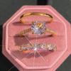 3-Piece Luxury Women's Ring Set with Shiny Round Zirconia for Wedding and Party