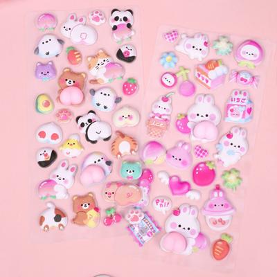3D Puffy Sticker Panda DIY Phone Case Cartoon Rabbit Bear Notebook Scrapbooking Decorative Sticker Sheet