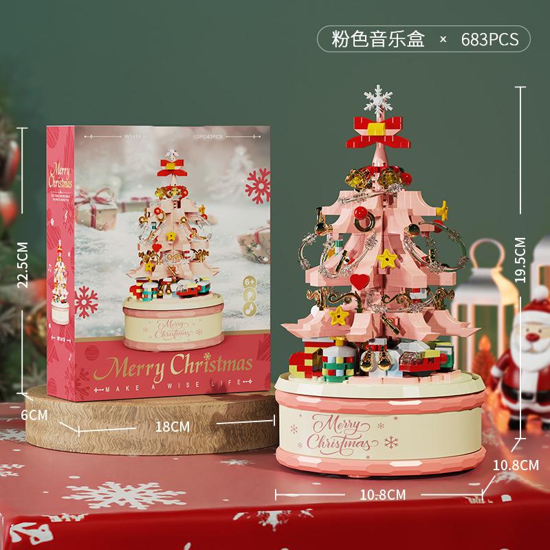 Weihnachtsbaumdekorationen MOC Bausteine Spielzeug für Kinder Mädchen 6 bis 12 Jahre Weihnachtsbaumlichter Partikel-Bausteine