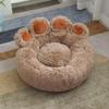 Warm Cartoon Bear Paw Plush Pet Bed for Cats and Dogs