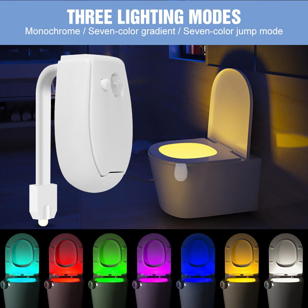 2-Packs LED Toilet Lamp Smart Toilet Bowl Seat Backlight Nightlight PIR Motion Sensor 3 Modes Colors Bathroom Atmosphre Lighting
