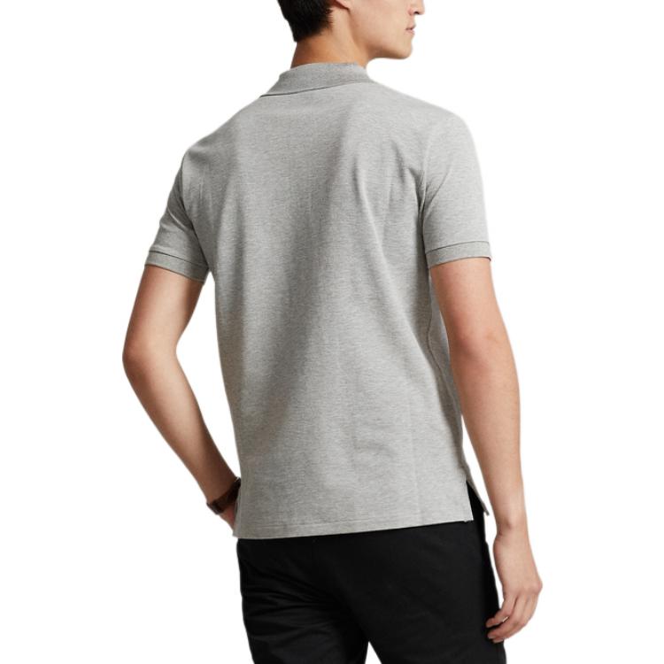 Polo Ralph Lauren Solid Logo Embroidered Pullover Short Sleeve Polo Shirt Men tops Gray MNPOKNI1N820213-050