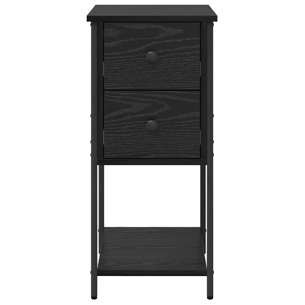 Nightstand Set of 2 Black Oak Finish 32 X 42 X 70 Cm Engineered Wood