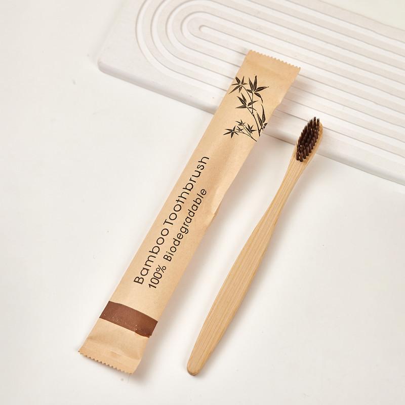 Disposable Bamboo Toothbrushes with Soft Nylon Bristles Eco Friendly Bamboo Fiber Dental Tool Individually Packed Paper Bags