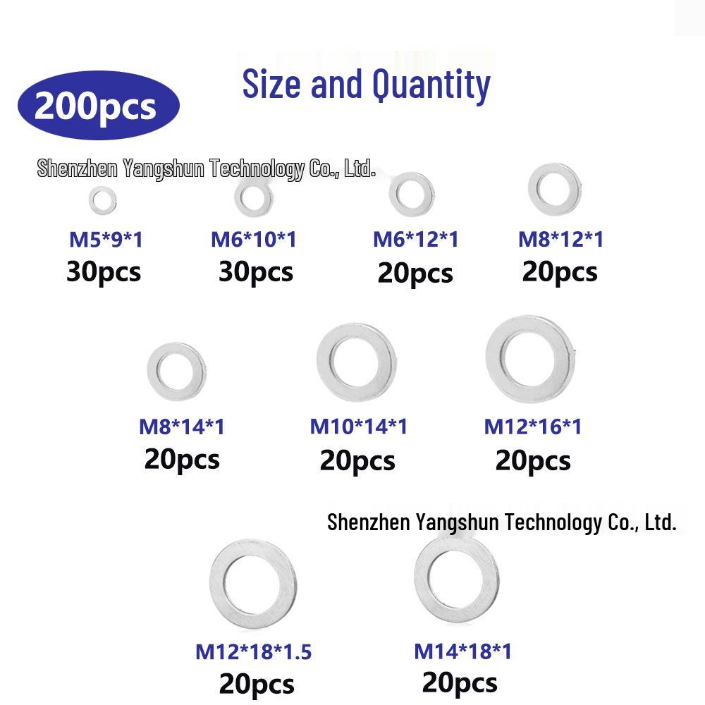 450-Piece Aluminum Gasket & Sealing Ring Set: High-Temp Resistant, Spring Washer, M6-M24.