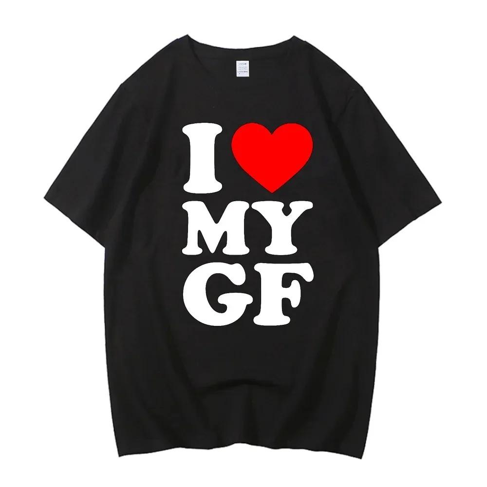 Romantische Geständnis-T-Shirts Ich liebe meine Freundin Aufdruck T-Shirt Herren Damen Lässig Rundhals Kurzarm Kleidung Ich liebe meinen Freund