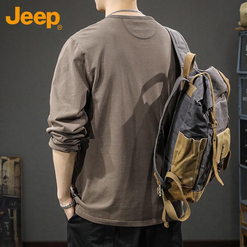 JEEP Men's Retro Henley Long-Sleeve T-Shirt