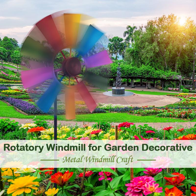 28in Wind  Decorative Lawn Ornament Wind Mill Wind Sculpture Metal Windmill for Lawn Yard Outdoor Patio Decoration