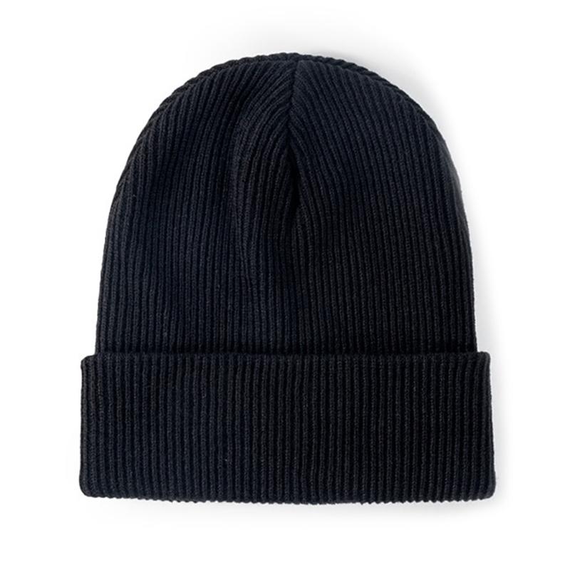 Soft Stretch Thick Knitted Cap Knitted Wool Cap Beanie Unisex Winter Accessories чёрный