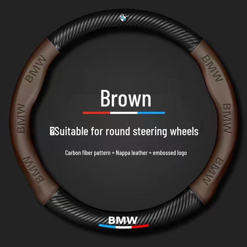 

5D Carbon Fiber Steering Wheel Cover with Embossed Logo for Electric Cars 38cm