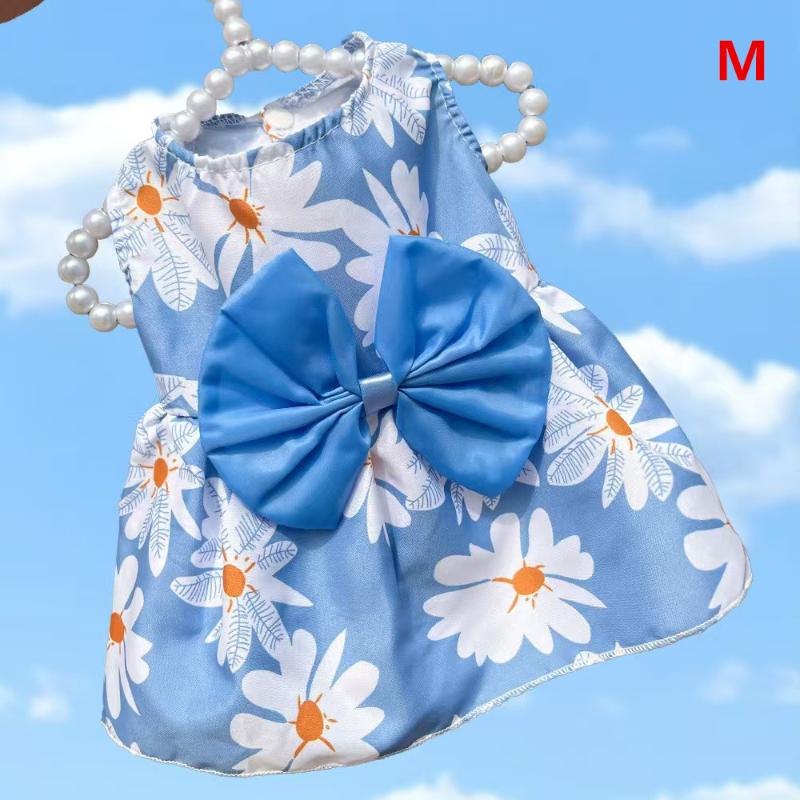 Cat Costume Floral Printed Cat Dog Dress Cute Puppy Princess Skirt Butterfly Skirt Bowknot Pet Skirt Poodle