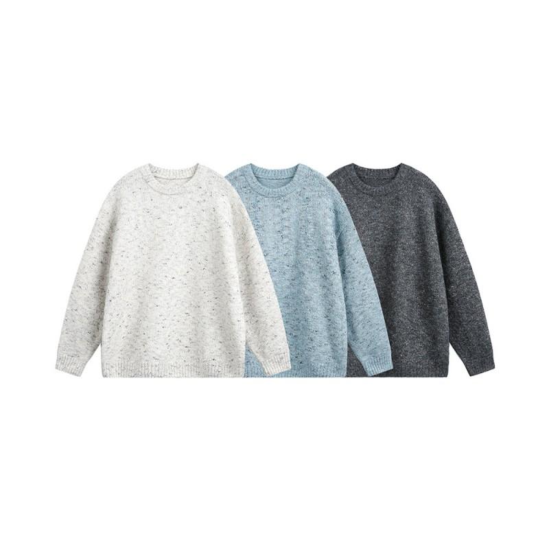 Unisex Oversized Crewneck Knit Sweater Acrylic Soft Casual Winter Top Teens Adults
