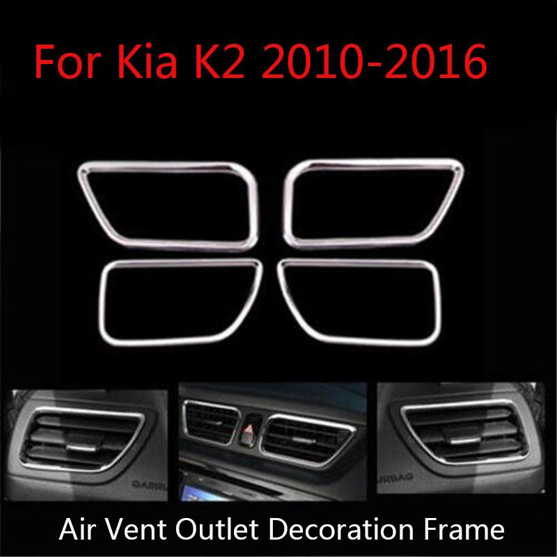 ABS Chrome Air Vent Conditioning Trim Cover Special Interior Conversion Sticker For Kia RIO K2 2010-2016 Car Styling