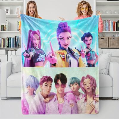 Stylish K Pop Group Flannel Blanket Warm Throw For Trendsetters Home Holiday Use