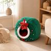 Soft Pet Hideaway Bed with Bow Decoration Snug Fleece Dome Cat for Cats, Quiet Naps,