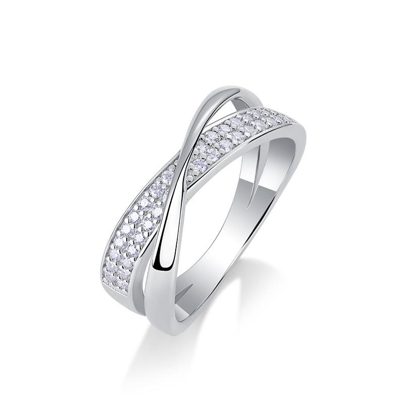 Trendy 925 Sterling Silver Hip Hop Style X Shape Band Ring Full Moissanite Diamond Eternity for Men-for Wedding and Party