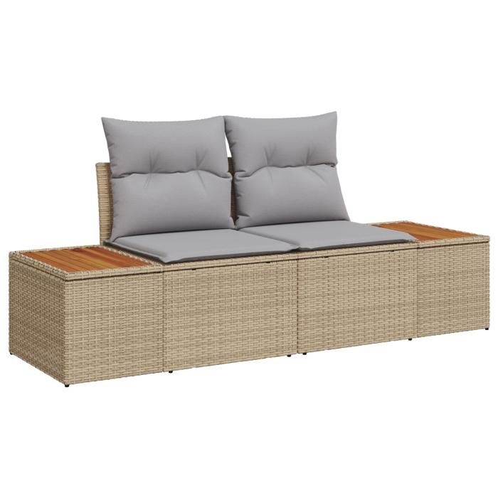 VidaXL Ensemble de Canapé de Jardin 6 Pièces avec Coussins Beige Rattan Acacia 3348096