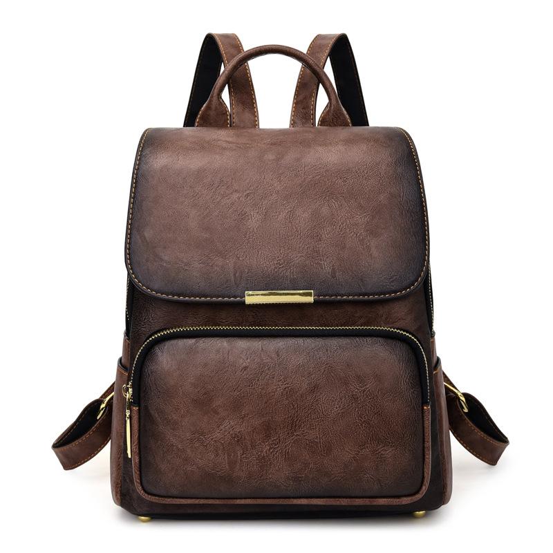 Vintage PU Leather Backpack For Women, Fashion Convertible Shoulder Bag, Large Capacity Casual Daypack