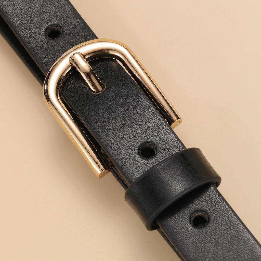 Rhinestone Decorative Belt, Simple Pu Belt, Elegant Women'S Skirt, Thin Belt.