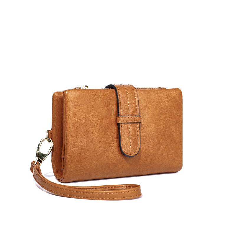 New Women's Wallet Retro Solid Color Portable Short Wallet Simple Fashion Large Capacity Change Bag
