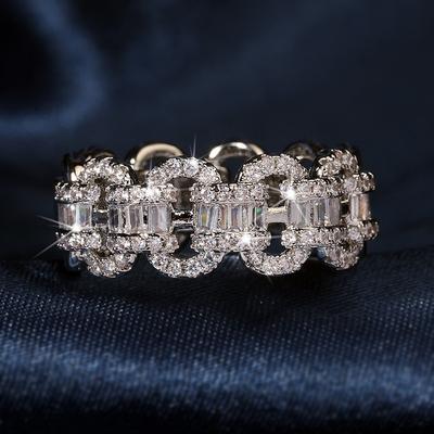 925 Silver New Chain Rings For Girl Link Twisted Geometric Shape Simple Stylish Women Wedding Ring High Quality Trendy Jewelry