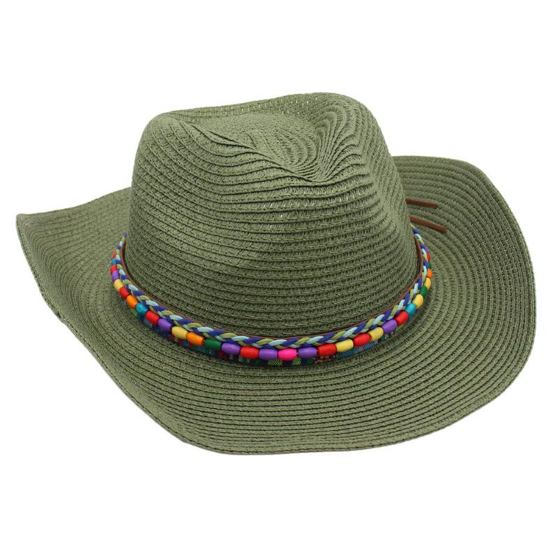 Colorful Beaded Beach Hat Ethnic Style Cowboy Straw Hat Panama Sun Protection Sun Hat Spring Summer Spanish Jazz Hat