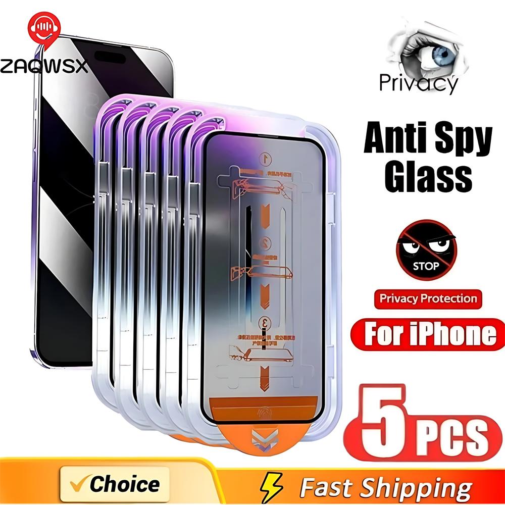 3-5Pcs Dust Free Kit Privacy Anti-Spy HD Clear 9H Tempered Glass For iPhone 15 14 Plus 13 12 11 XS Pro Max X XR Screen Protector