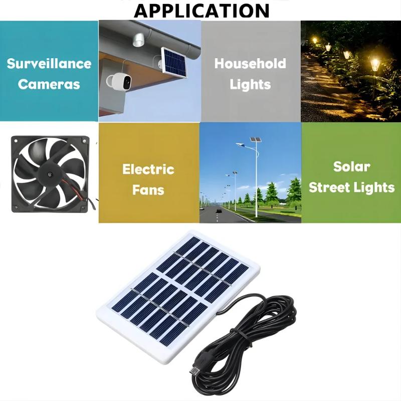 Portable Solar Panel Charger High Efficiency Output Long Usb Cable For Camping Hiking Emergency Use