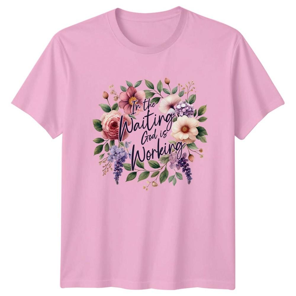 In The Waiting God Is Working Unisexs TShirt Floral Faith Christian