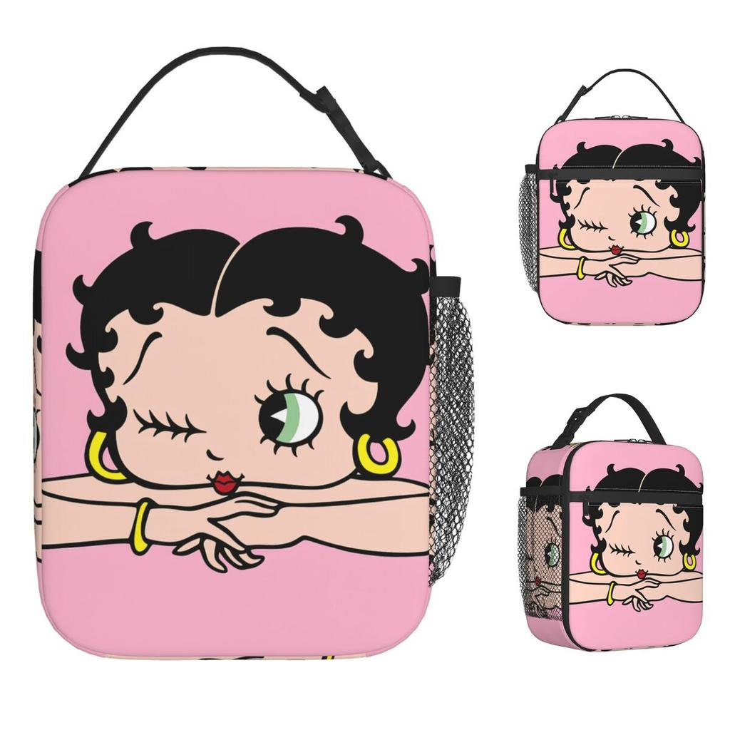 B-Bettys Boops Lunch Bag Portable Lunch Box Unisex Outdoor Picnic Print Cooler Bag Fun Oxford Thermal Lunch Bags