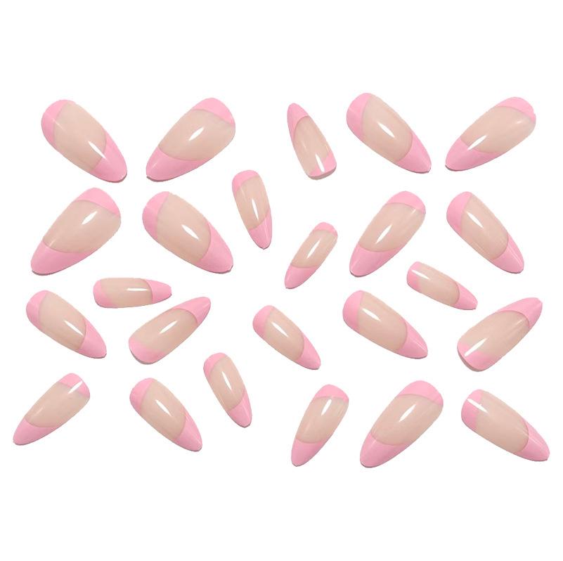 Einfache Nude-Rosa Französische Mandel-Nagelkunst-Sticker - Tragbare Grenzüberschreitende Nagelspitzen