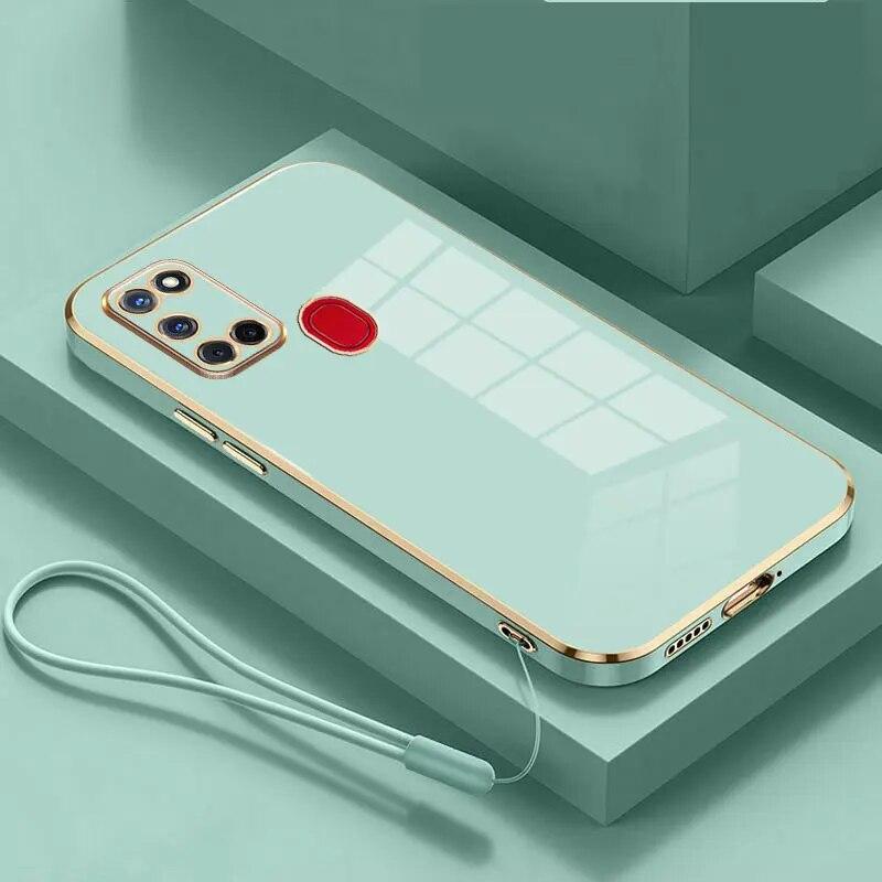 

Для Samsung M31 Чохол Galaxy M51 Cover Galaxy M30S M21 2020 M31 Prime m21 Luxury Square Plating Phone Case Протиударна задня кришка Galaxy M30S&Case & Strap небо синє кольору