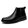 Chelsea Boots Men's Trendy Pointed High Top Leather Shoes Hairstylist Martin Boots Zipper Inward Fleece Casual Men's Boots