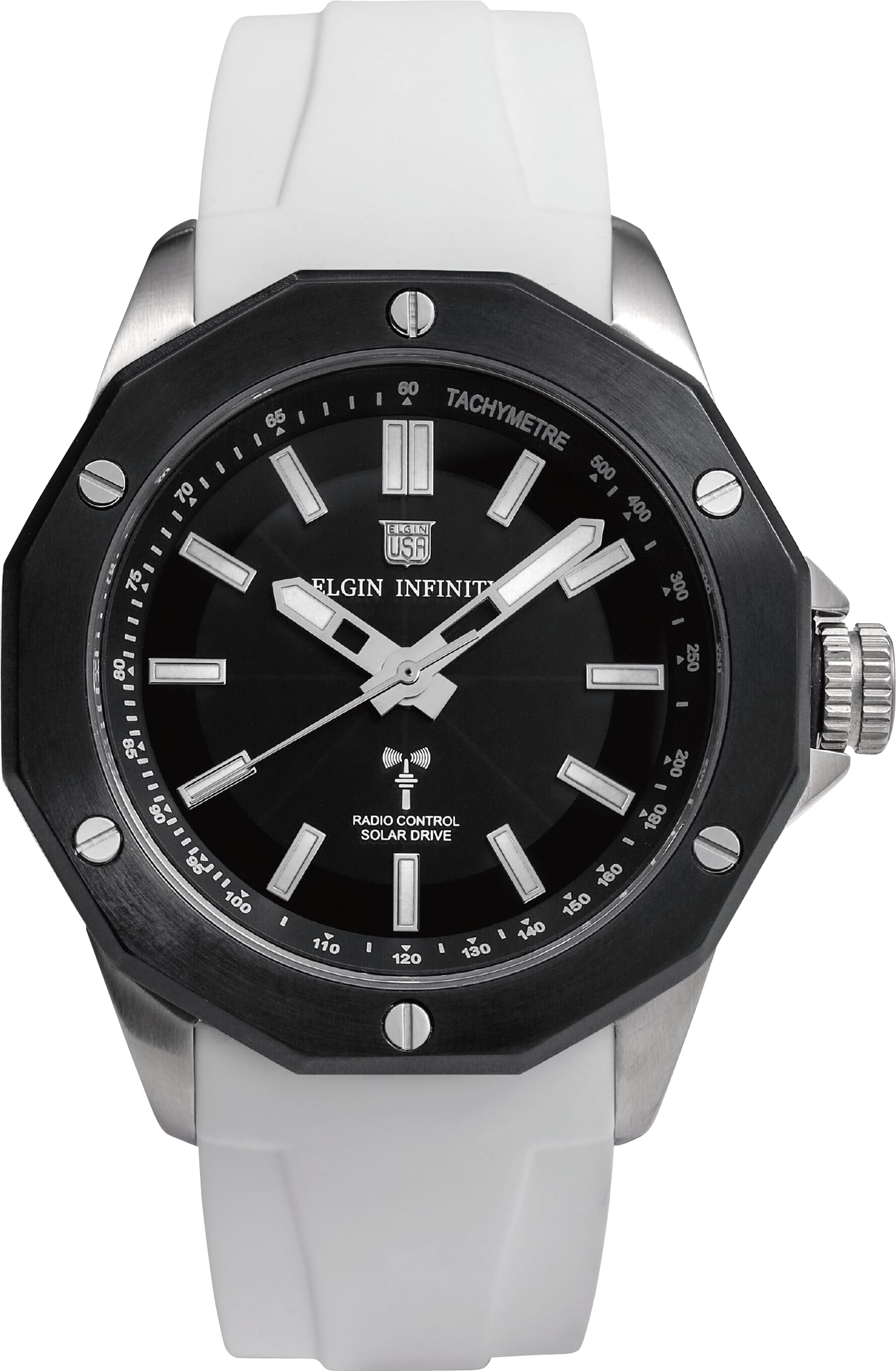 ELGIN Solar Watch White Rubber [Clearance Sale] Radio-Controlled FK1432R-BP