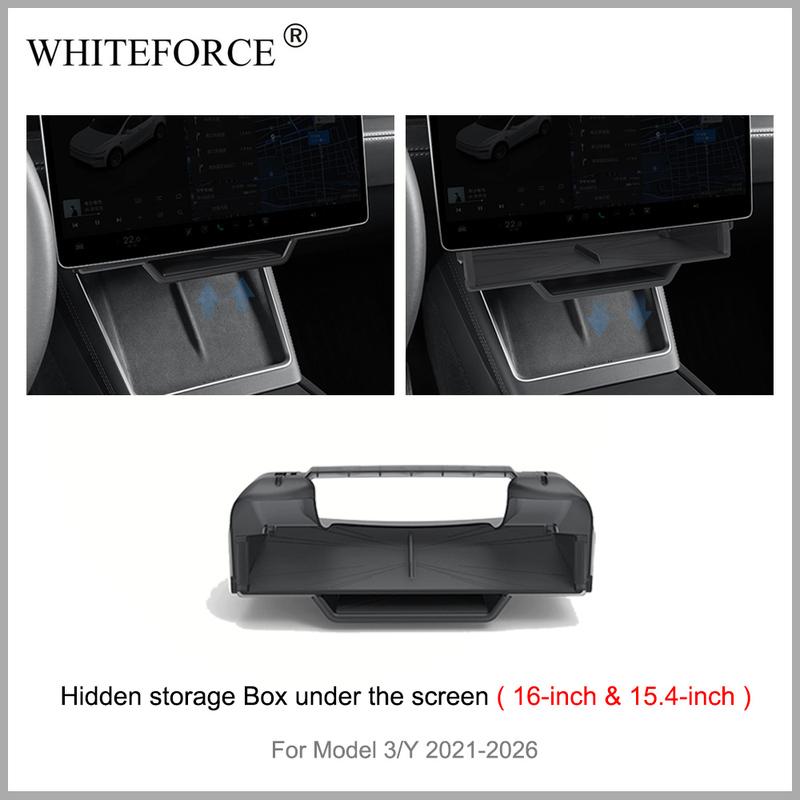 For Tesla Model 3/Y -2026 Storage Box Hidden Storage Case Tray Under The Central Control 16-inch Screen for Model Y Juniper