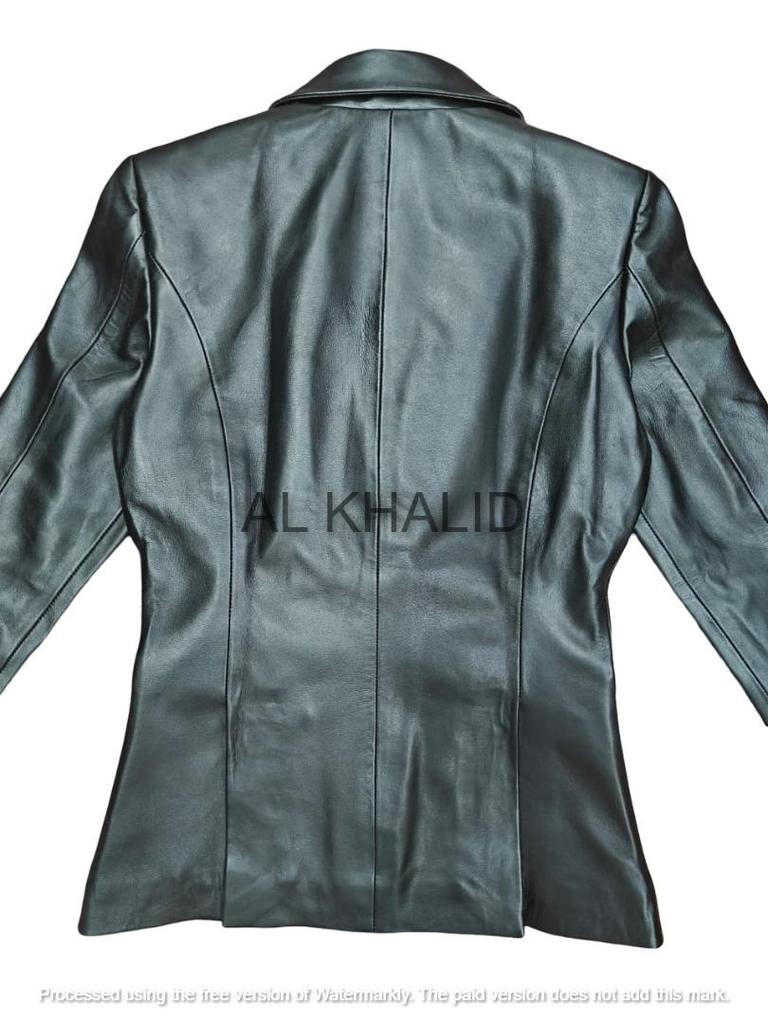 AL KHALID Svart Blazer Stilig Formell Designer Ekte Lammeskinn Dame Lær Selskap Håndlaget