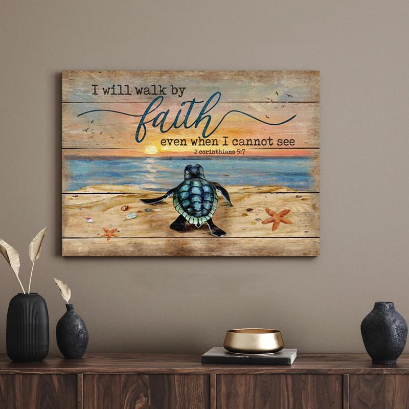 Framed - Turtle Sea Star Coast Retro Canvas Decorative Mural Poster Decorative Wall Art - Including Hanging Hardware