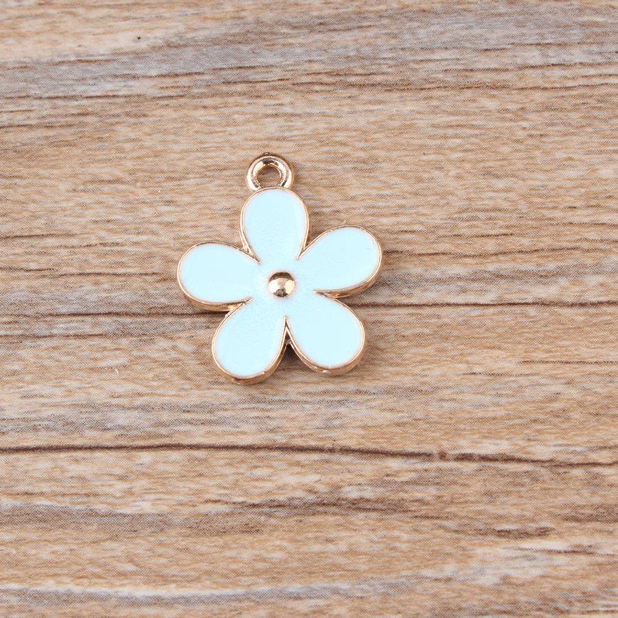 Double-Sided 5-Petal Flower Alloy Pendant for DIY Jewelry